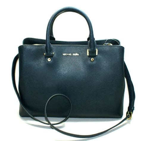 michael kors navy blue savannah satchel handbag|Savannah Large Saffiano Leather Satchel .